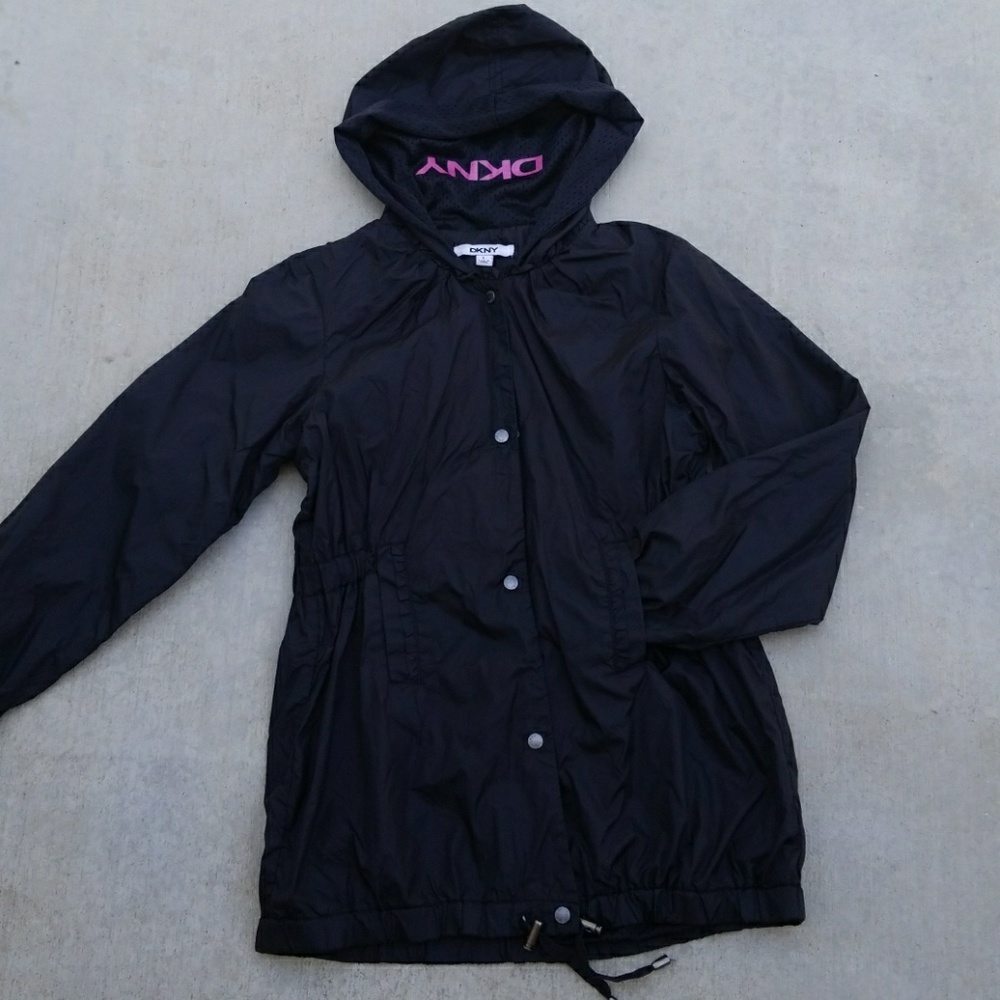 New DKNY girls rain hood jacket coat shirt top